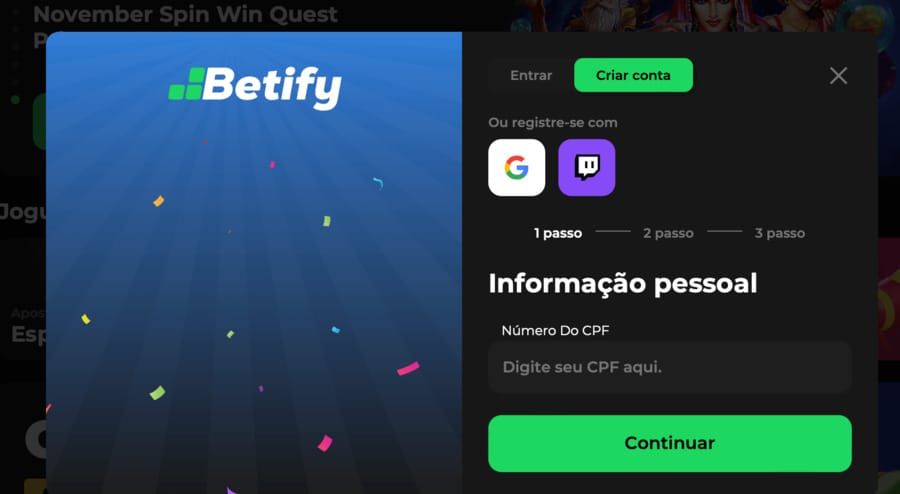 betify casino signup image