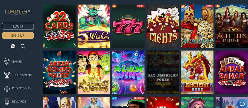 Limitless Casino Game Page