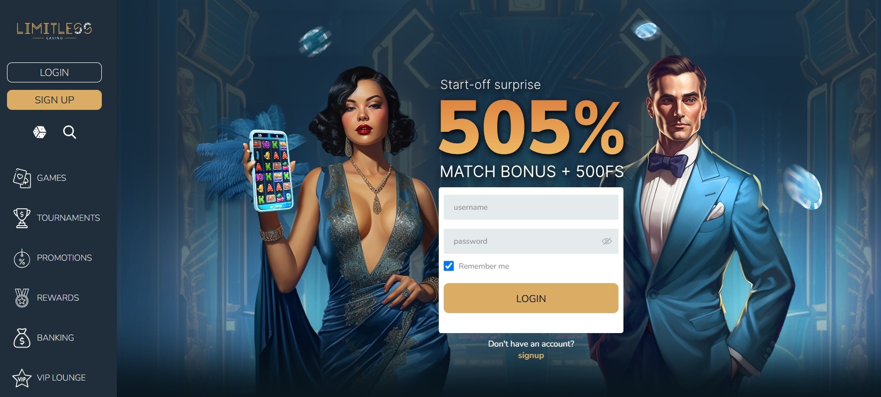 Limitless Casino Home Image