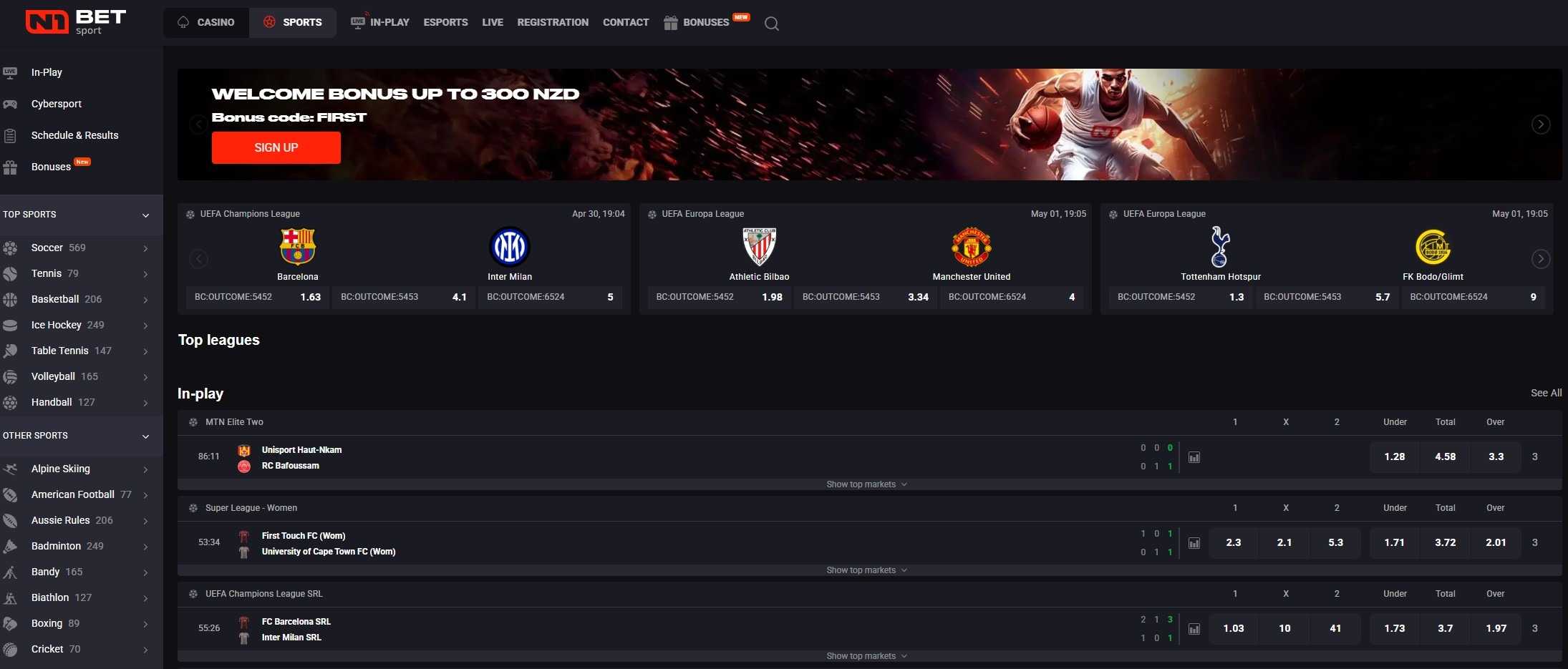 N1bet Screen 1