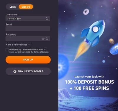 rocketpot casino signup image