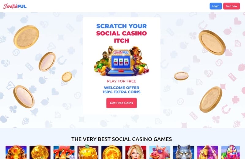 scratchful social casino homepage image