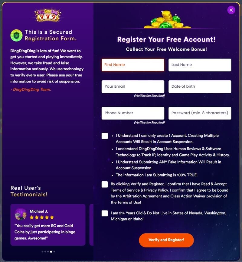 ding ding ding dong social casino signup image
