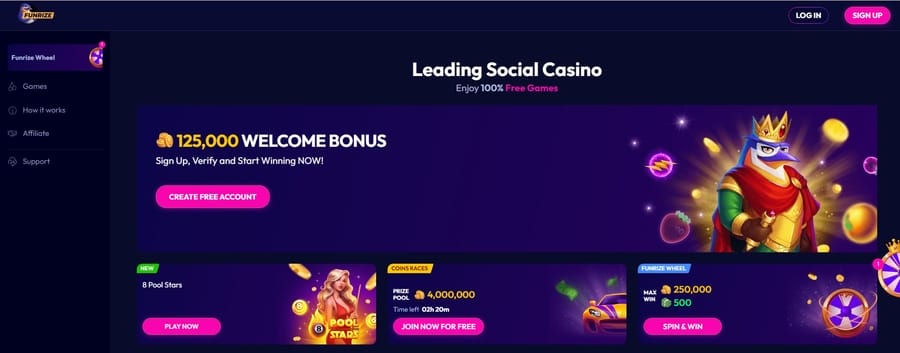 funrize social casino lobby image