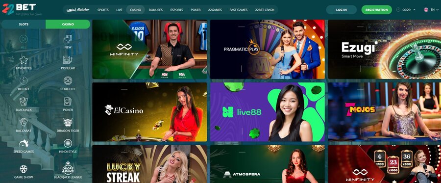 22bet Casino Games Image