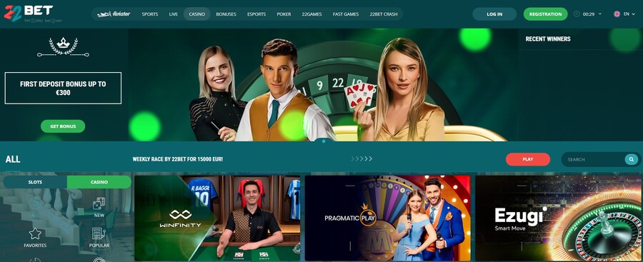 22bet Casino Home Image
