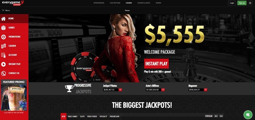 Everygame Casino Red Homepage Image