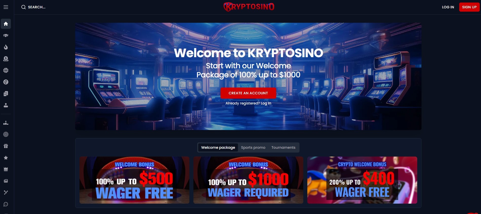 Kryptosino Casino Home Image