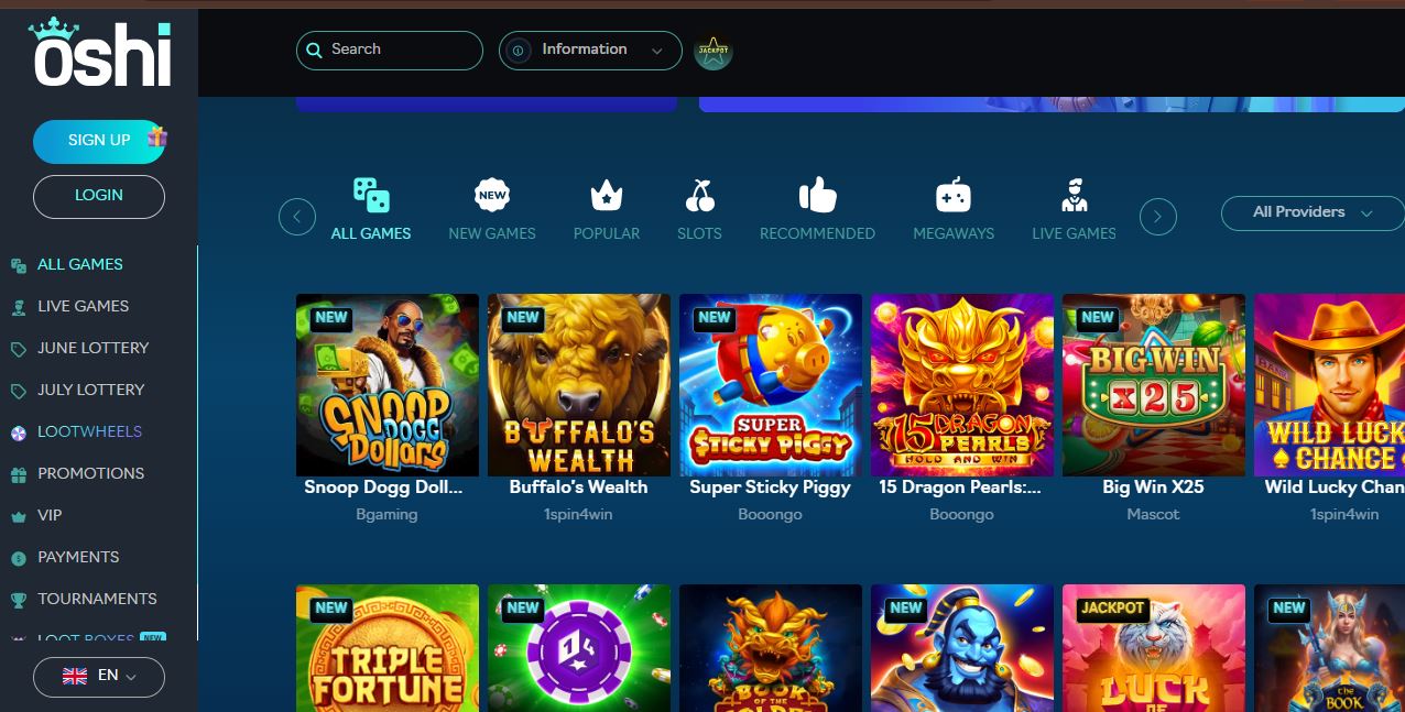 Oshi Casino Game Page