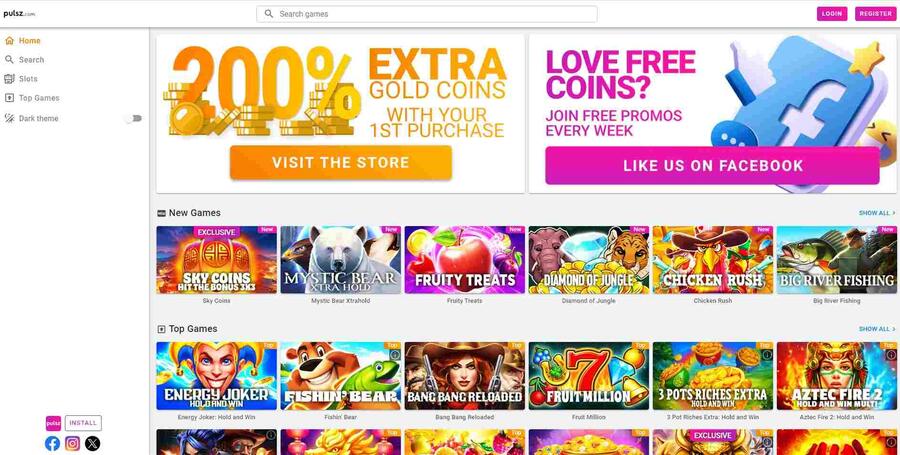 Pulsz Casino Home Page Image