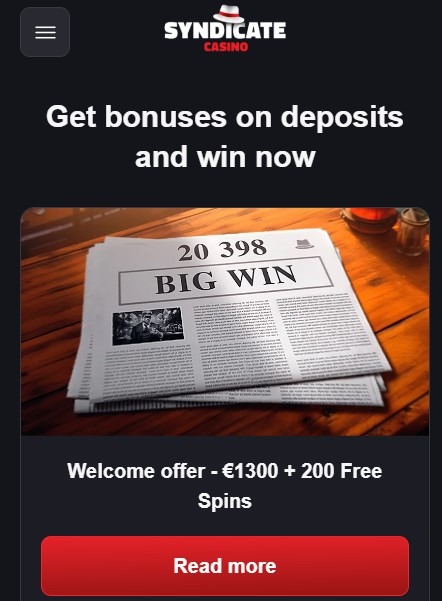 Syndicate Casino Welcome