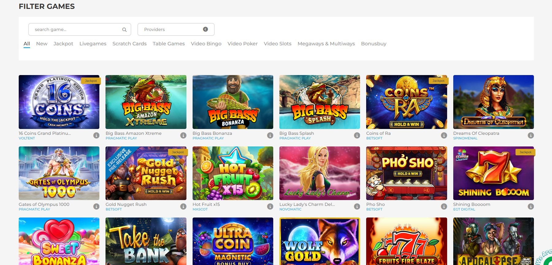 Wolfy Casino Games Image