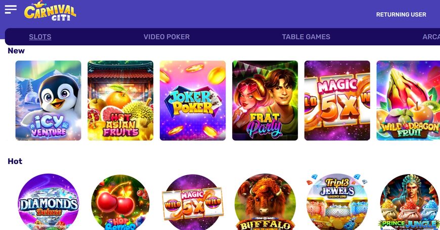 Carnival Citi Casino Game Page