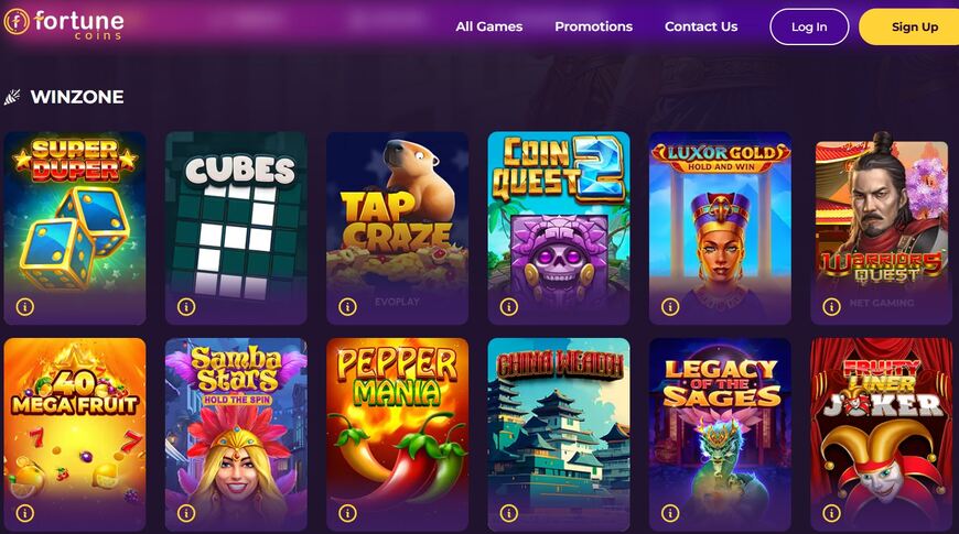 Fortune Coins Casino Game Page