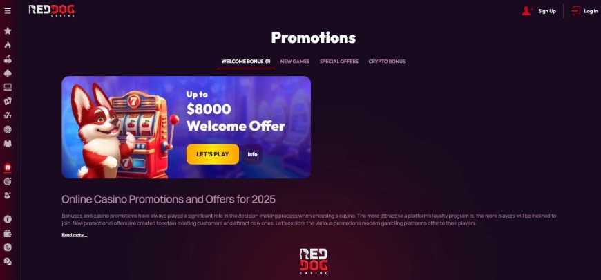 Red Dog Casino Promotions Image