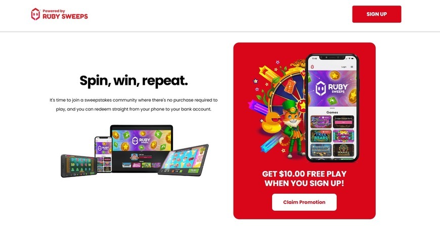Ruby Sweeps Casino Home Image