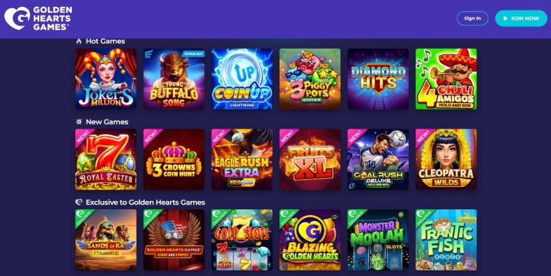 Golden Hearts Casino Games