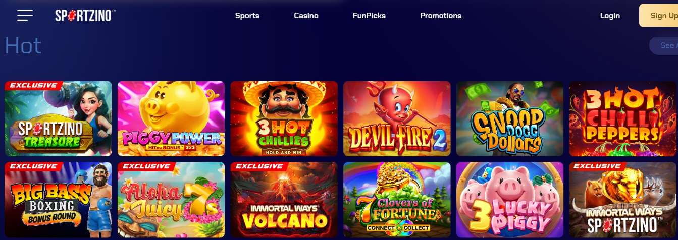 Sportzino Casino Game Page