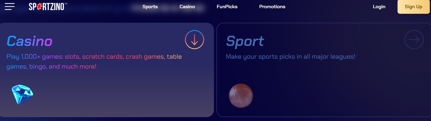 Sportzino Casino Main Page