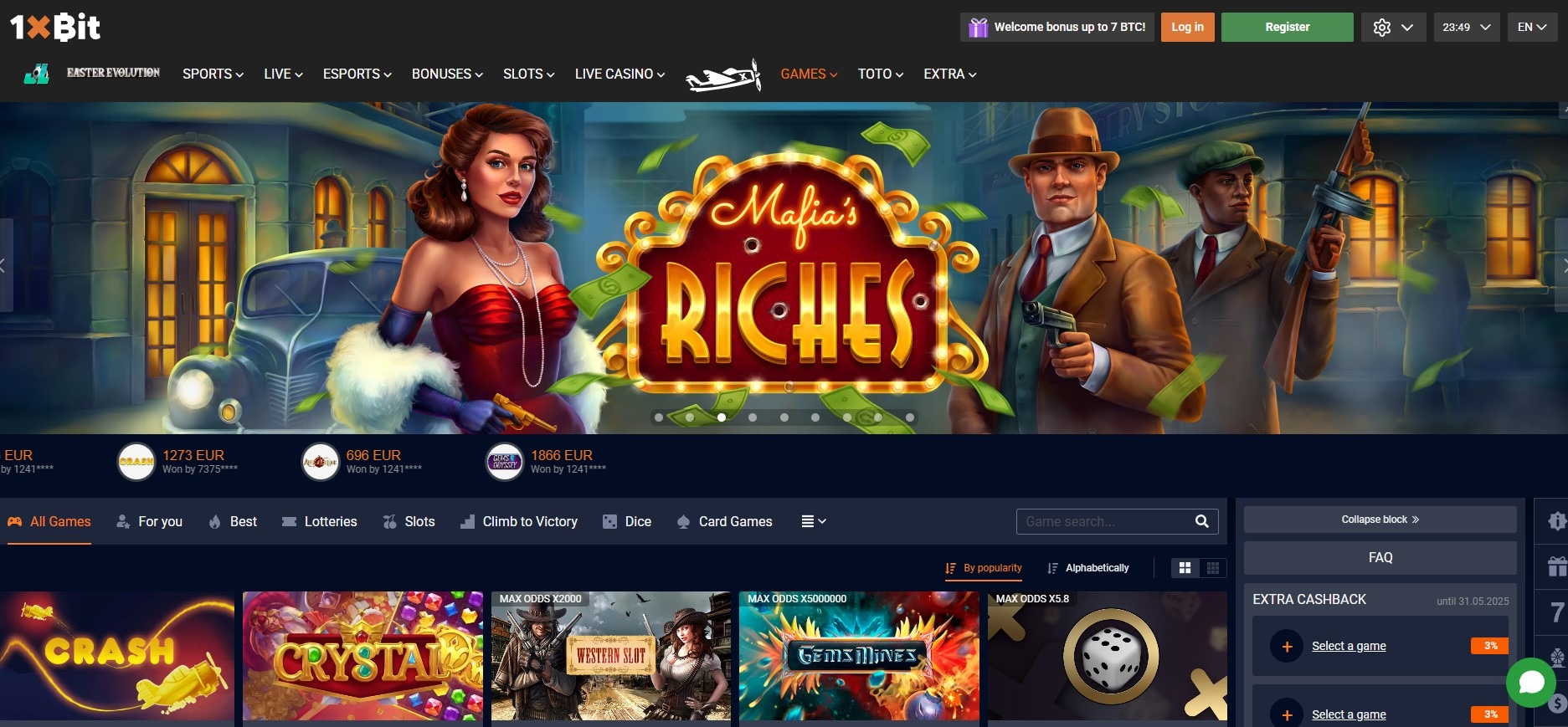 1xbit Casino Games Image