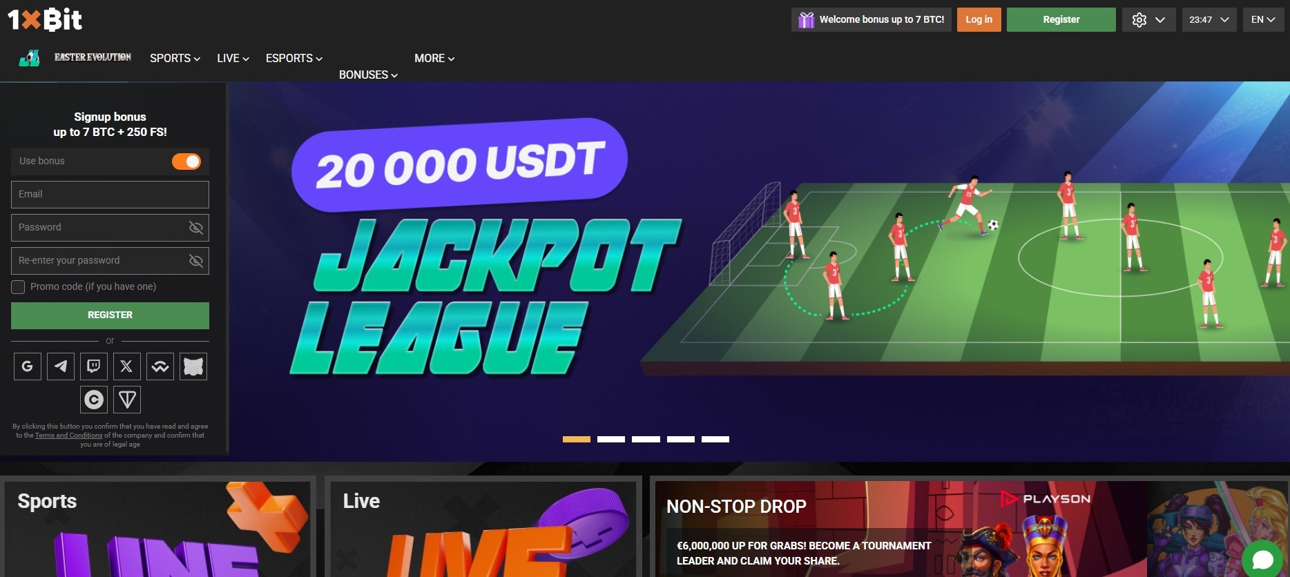 1xbit Casino Home Image