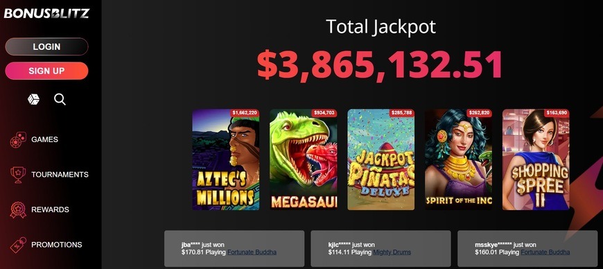 Bonus Blitz Casino Game Page
