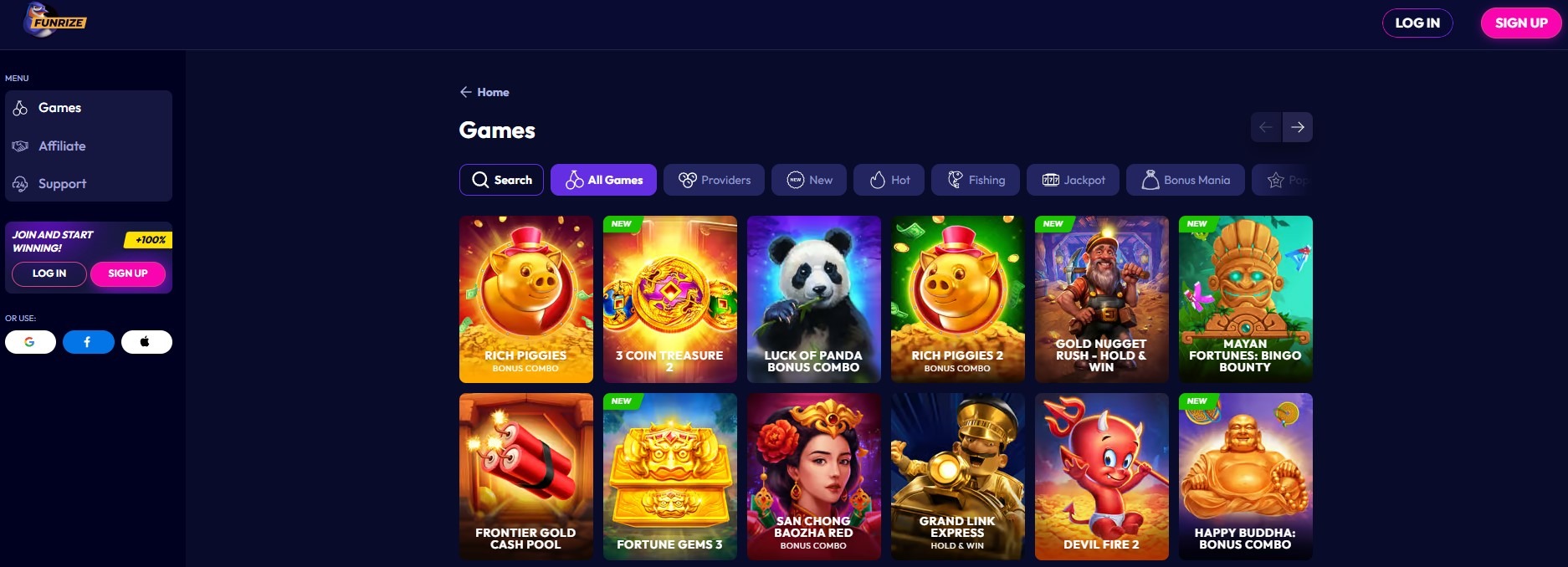 Funrize Casino Games Image
