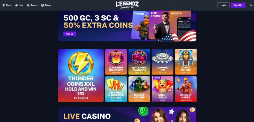 Legendz Casino Home Image
