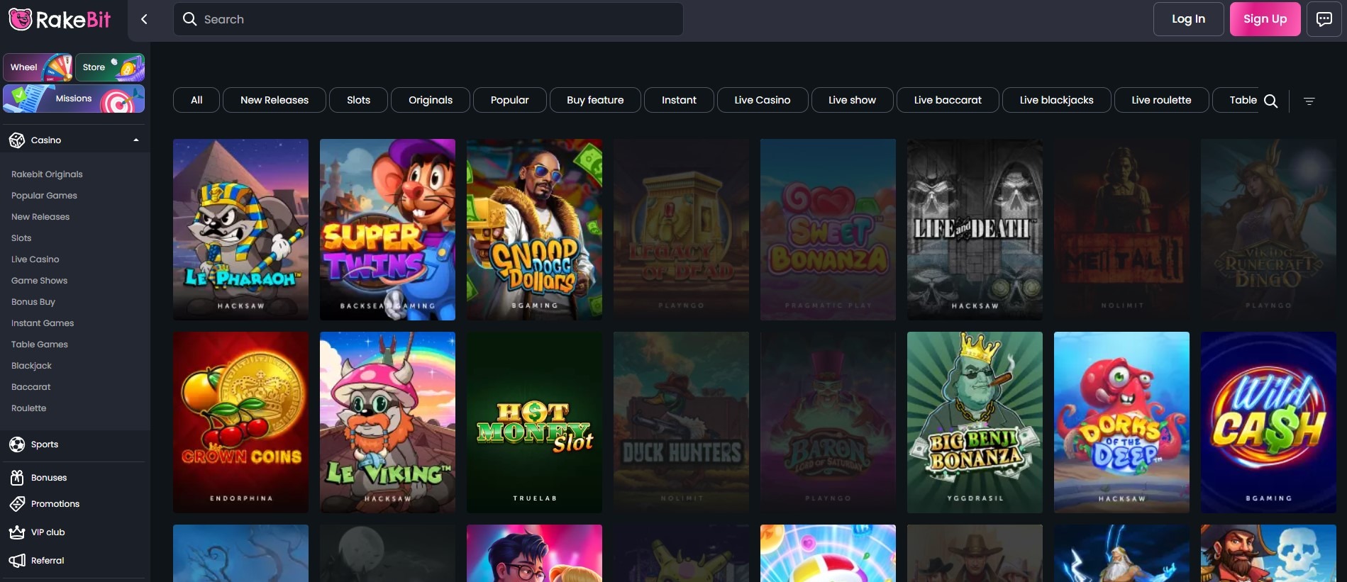 Rakebit Casino Games Image