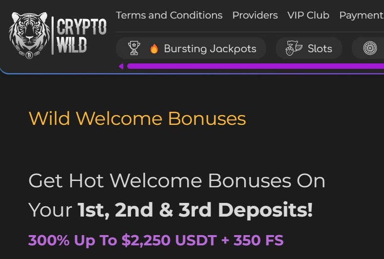 Cryptowild Casino Homepage