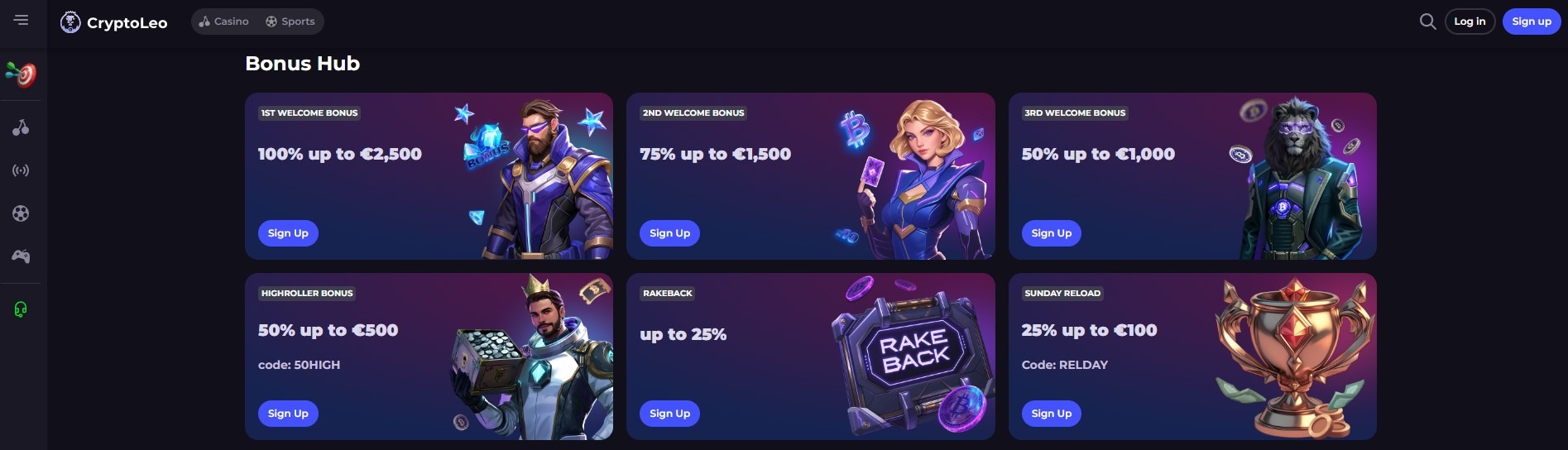 Cryptoleo Casino Bonus Hub Image