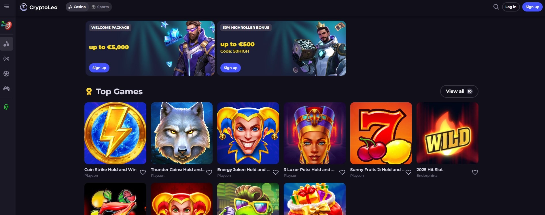 Cryptoleo Casino Home Image