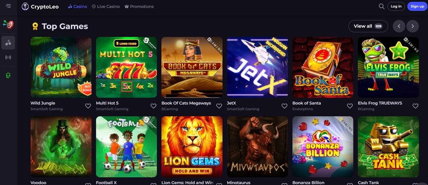 Cryptoleo Casino Main Page