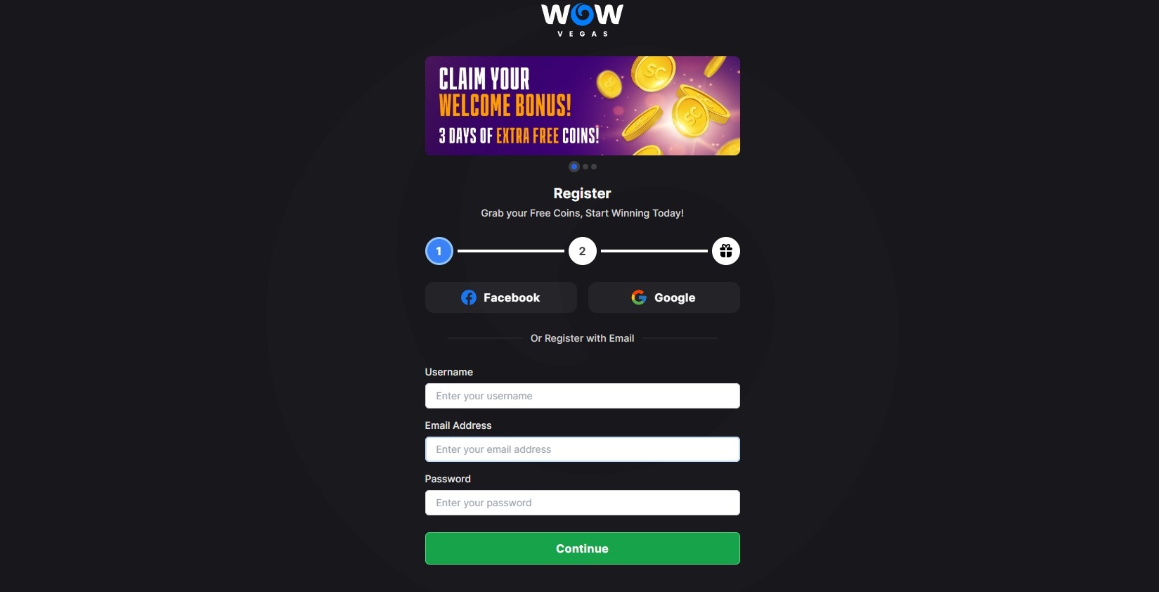 Wow Vegas Signup Image