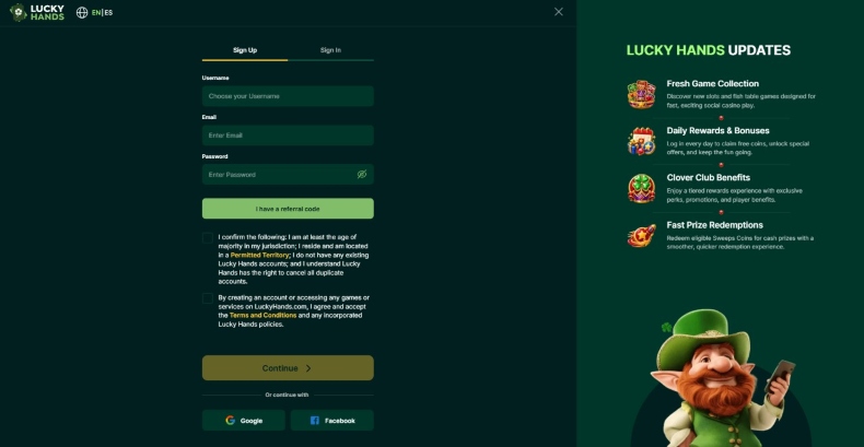 Lucky Hands Sign Up