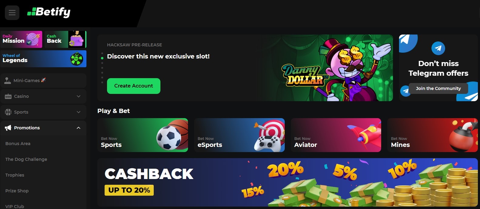 Betify Casino Home Image