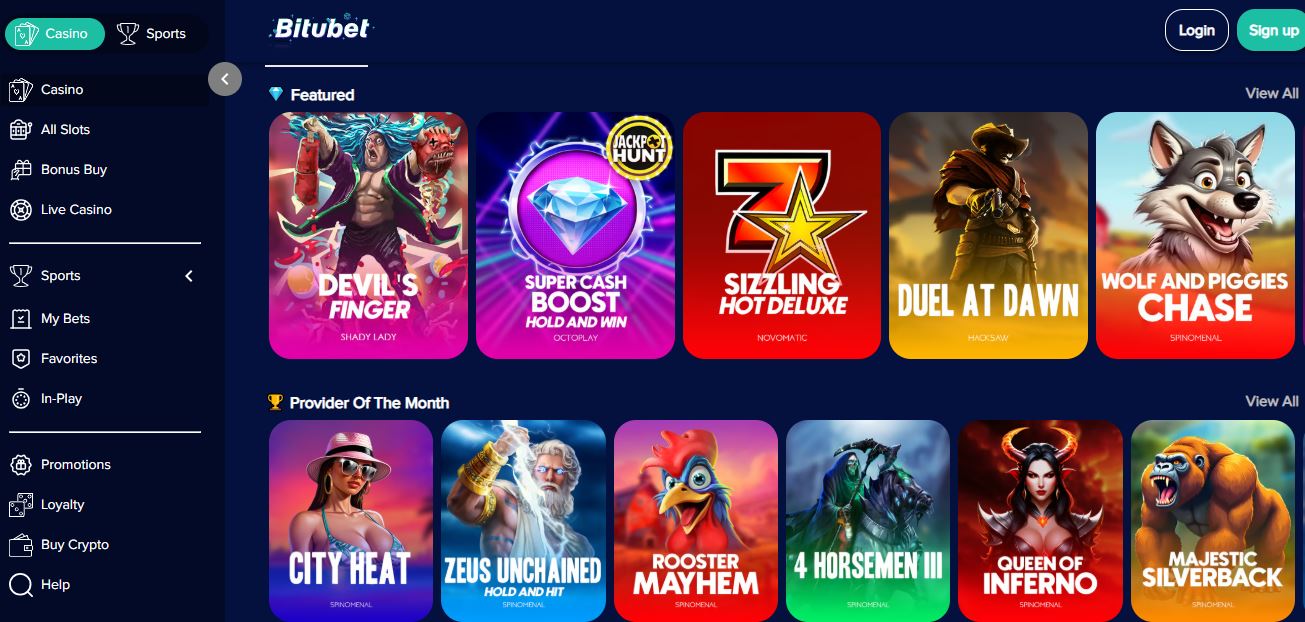 Bitubet Casino Game Page