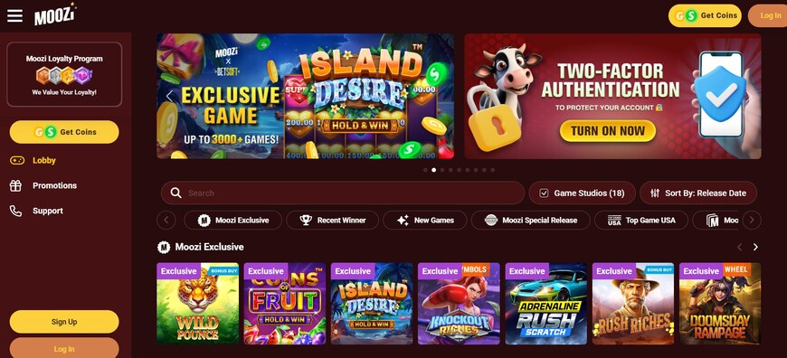 Moozi Casino Main Page
