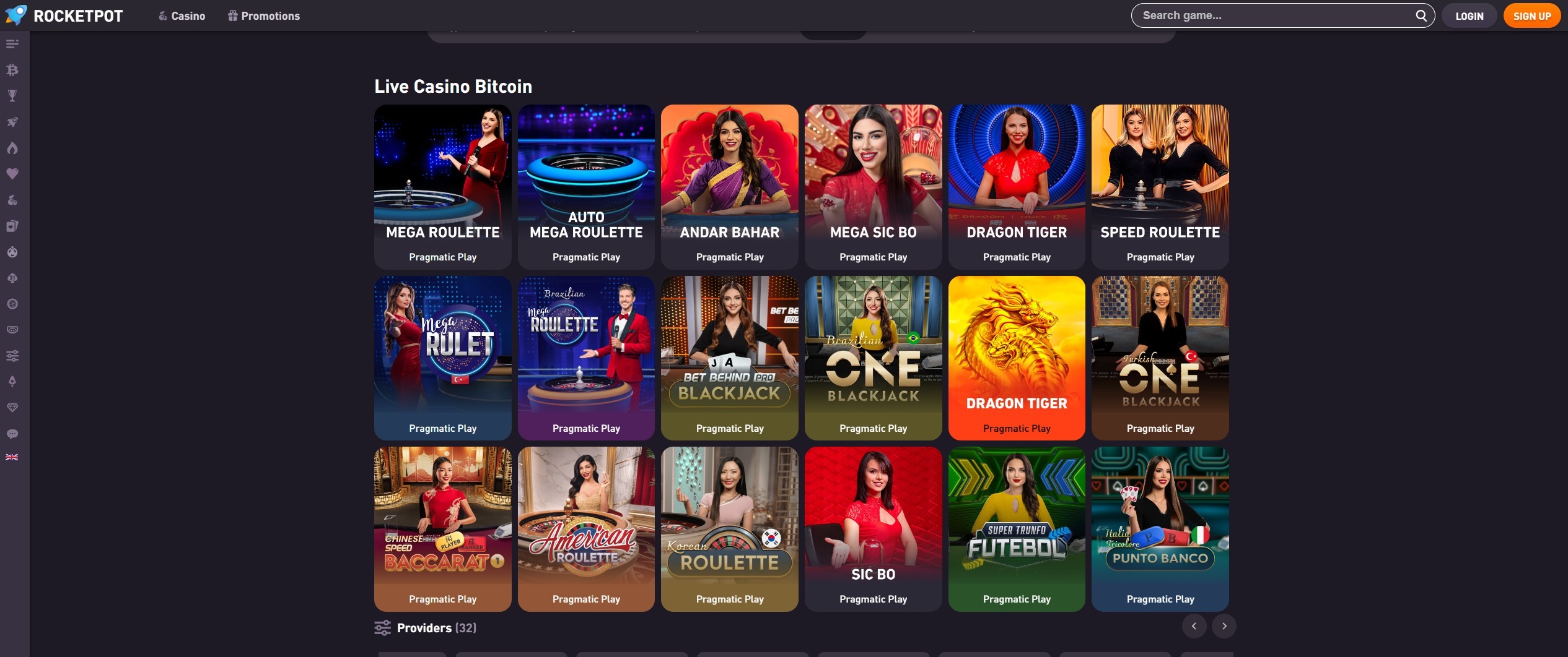 Rocketpot Casino Desk Live Casino Games