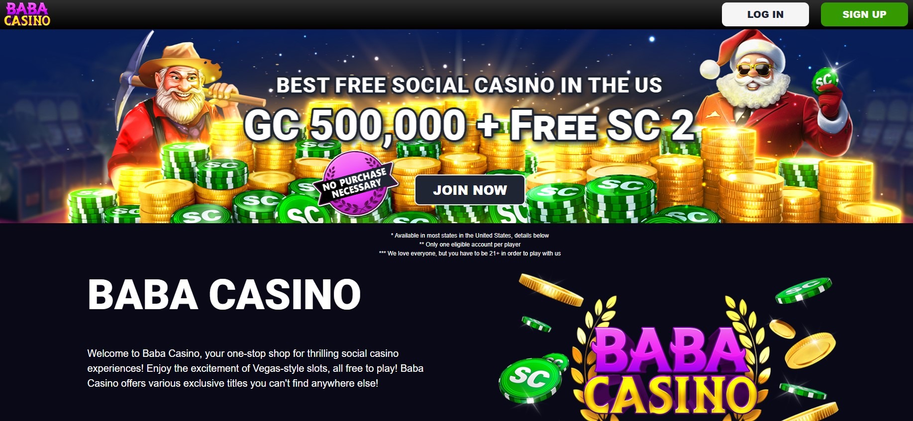 Baba Casino Home Image