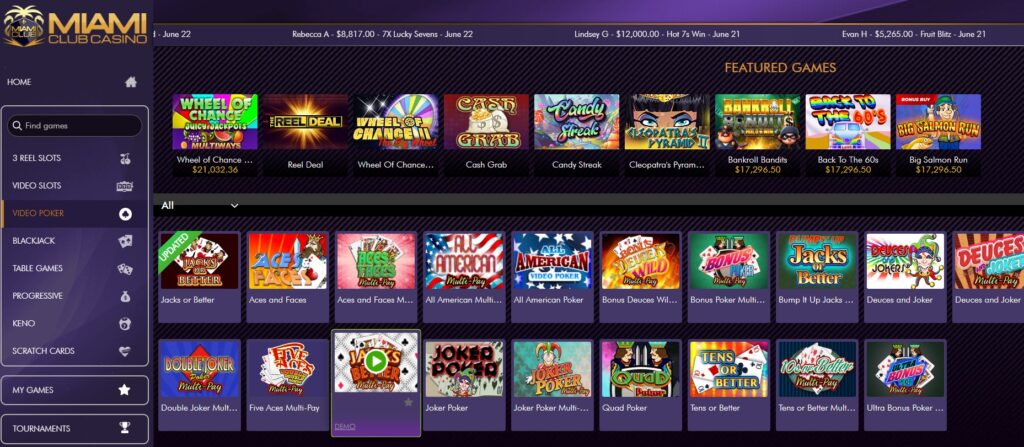 Miami Club Casino Video Poker Desk Ss1