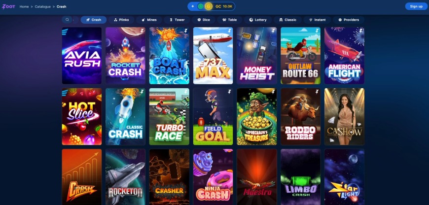 Zoot Casino Crash Image