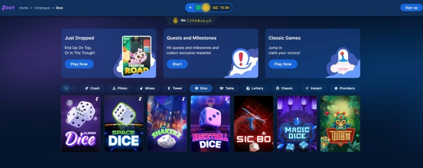 Zoot Casino Dice Image