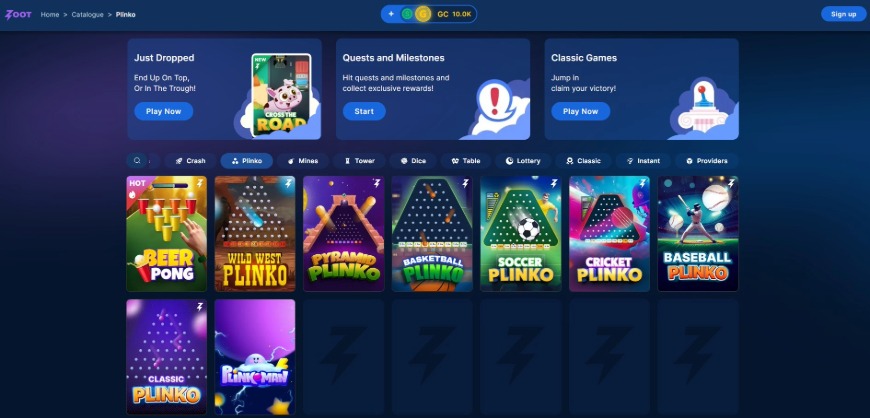 Zoot Casino Plinko Image