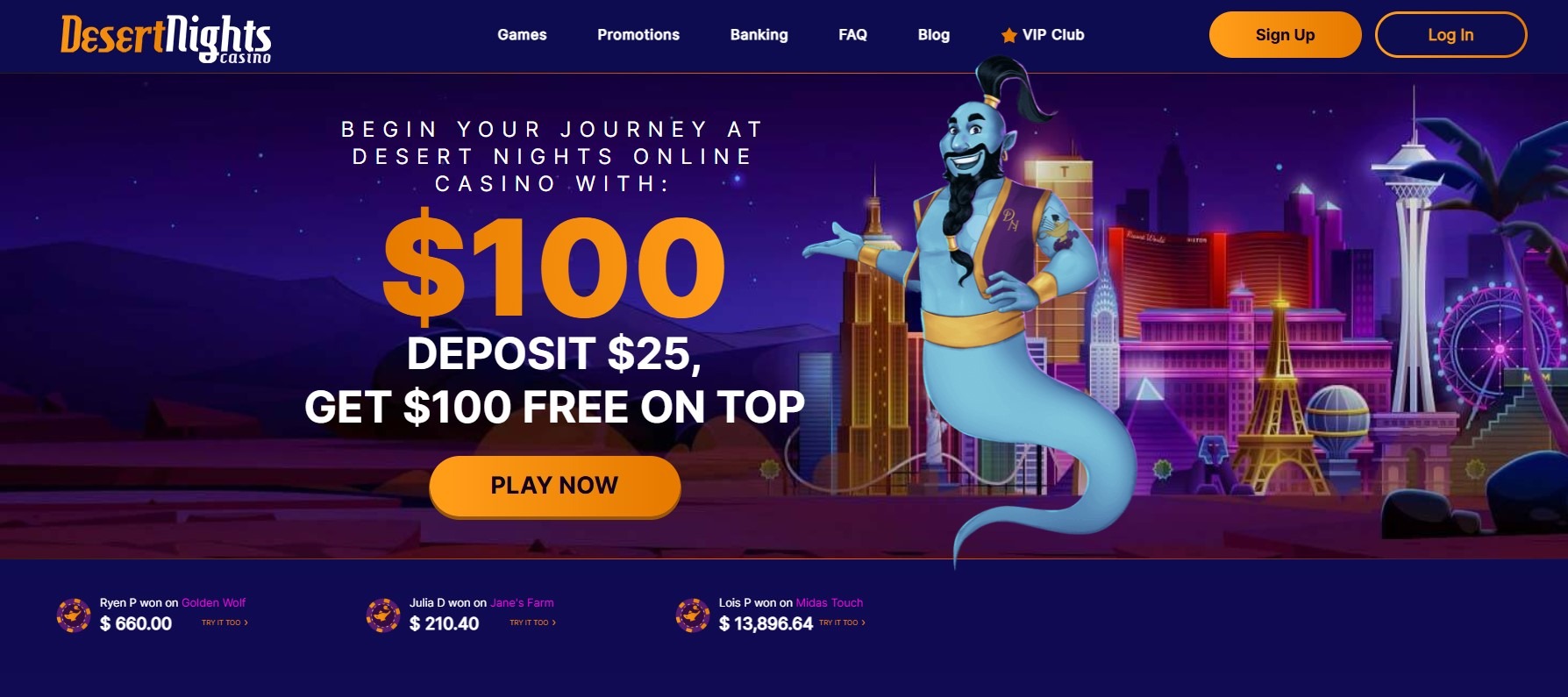 Desert Nights Casino Home Image