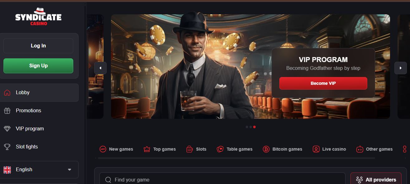 Syndicate Casino Main Page