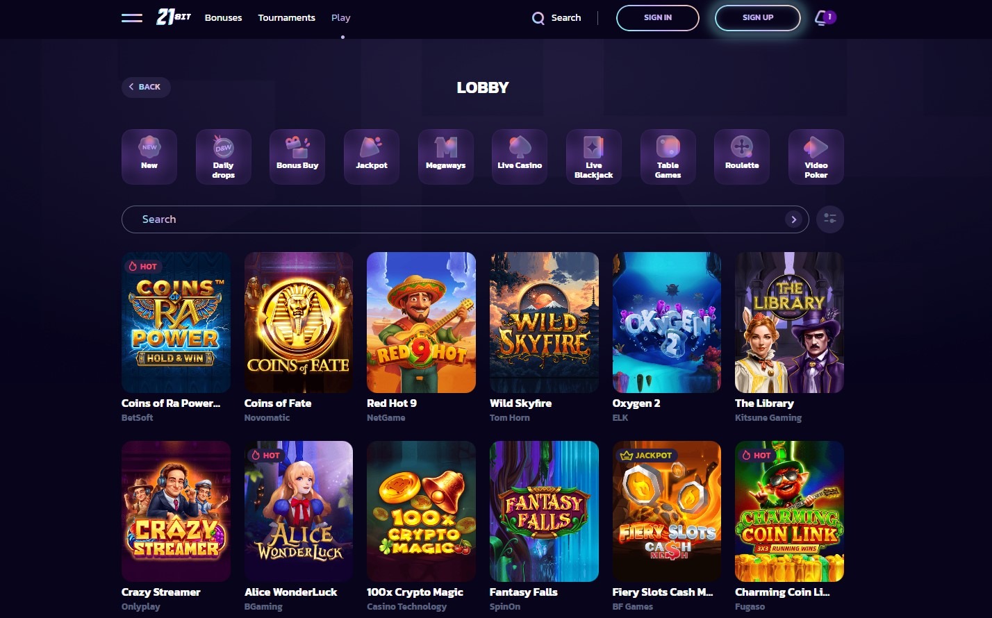 21bit Casino Games Image