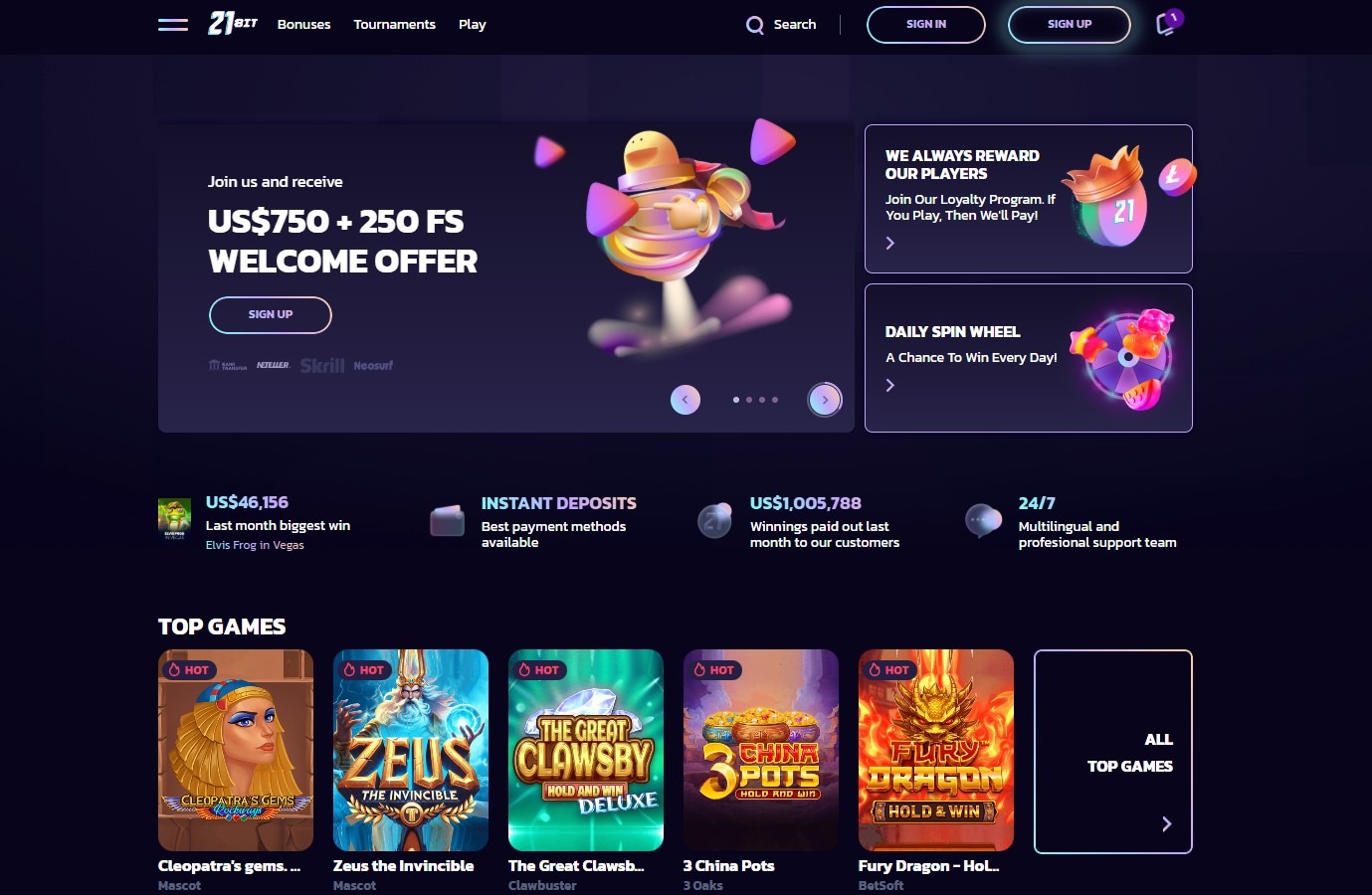 21bit Casino Home Image