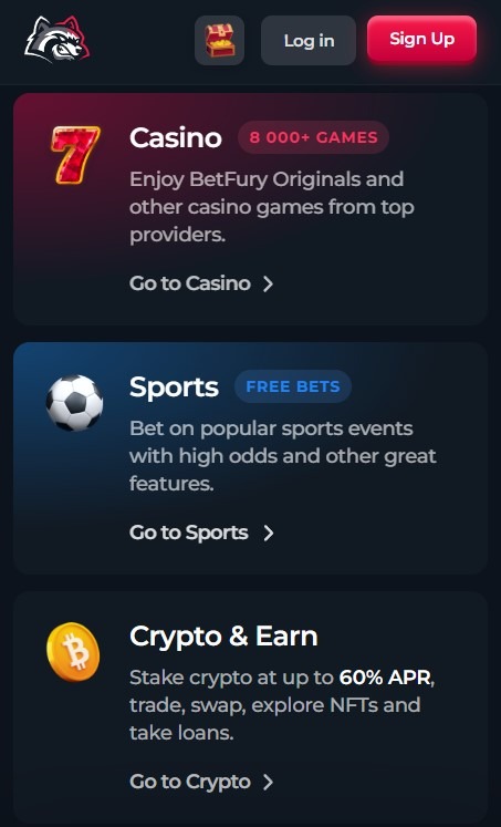 Betfury Casino Page
