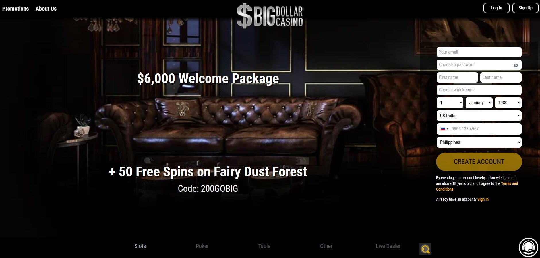 Big Dollar Casino Home Image
